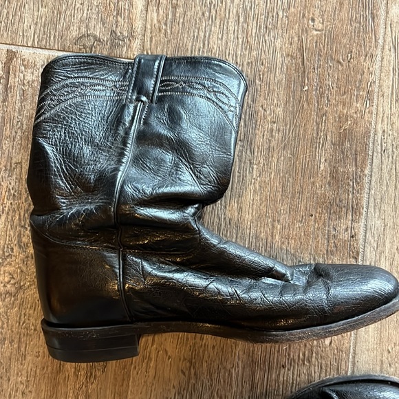 Justin Roper Boots : 10 1/2 D Black Smooth Ostrich - Picture 7 of 10